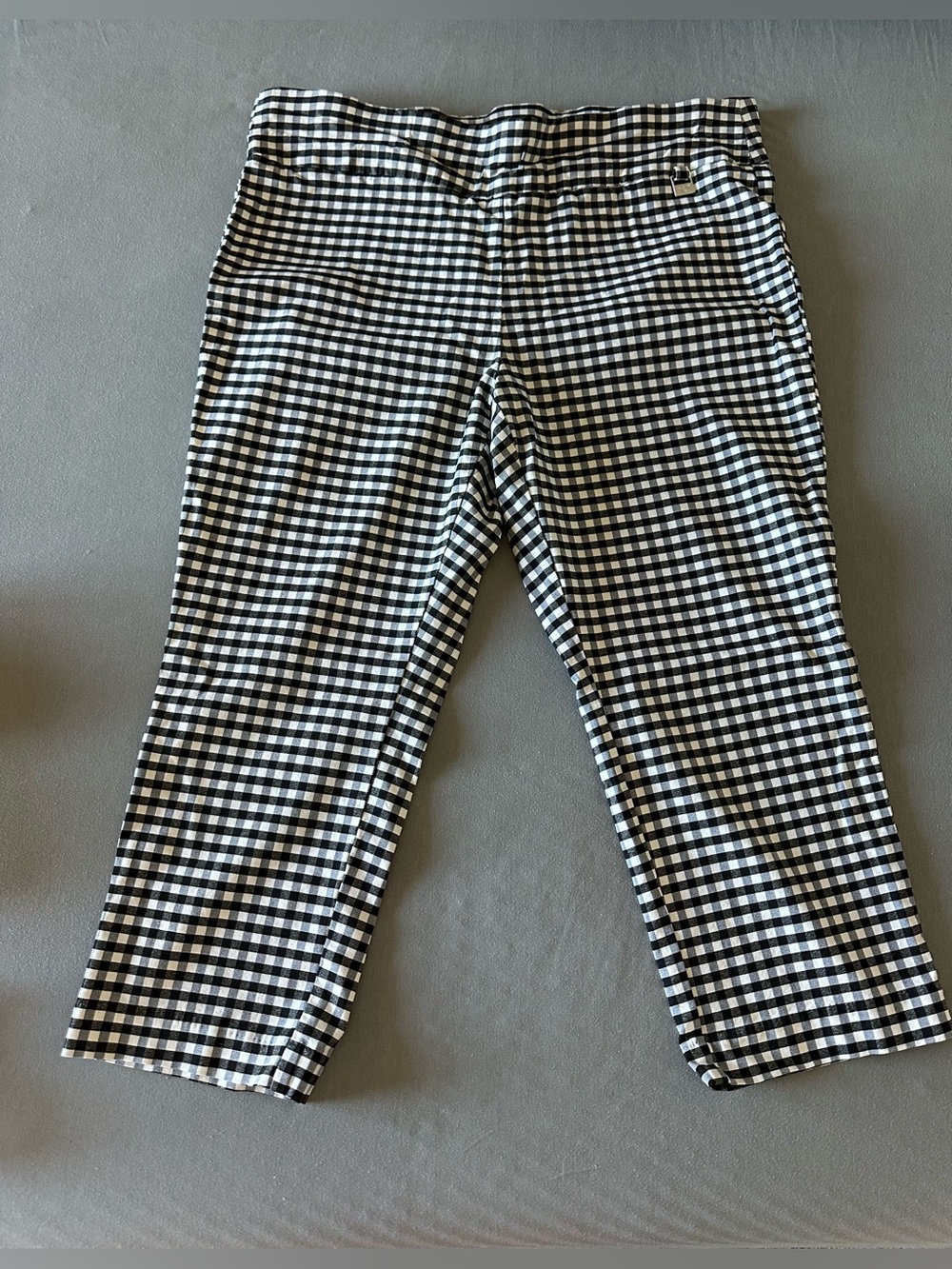 Rafaella Black & White Gingham Stretch Cropped Pants